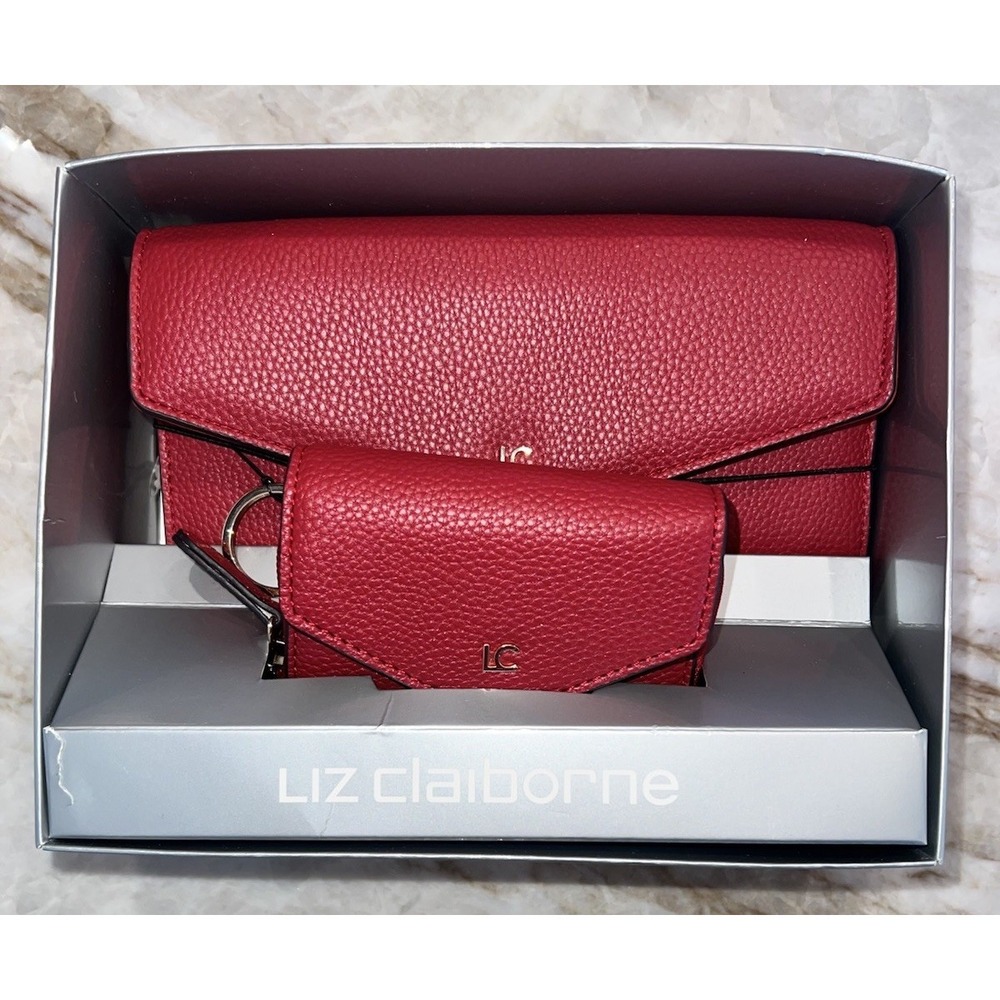 Liz Claiborne Zip Around 2-pc. Womens Envelope Wallet Mid Red NIB - Picture 4 of 5
